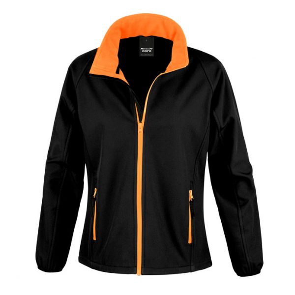 Dames Printable Softshell Jacket Kleur Zwart Oranje