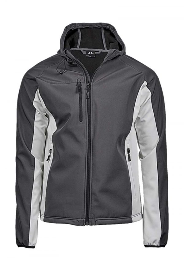 Hooded Lightweight Performance Softshell Kleur Dark Grey Off White