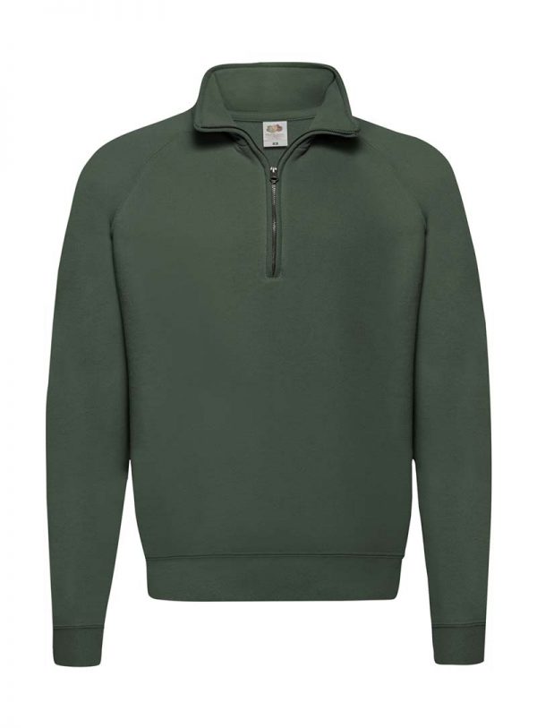 Classic Zip Neck Sweat Kleur Bottle Green