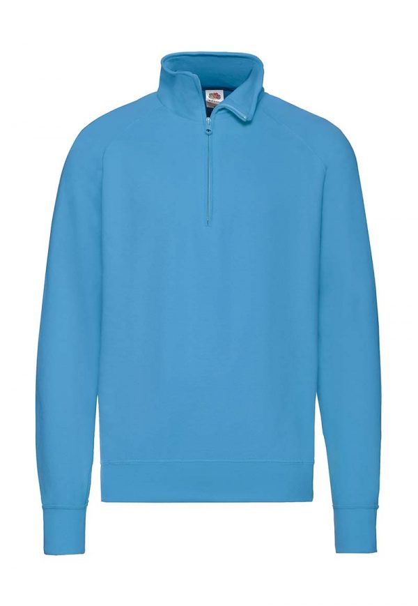 Lightweight Zip Neck Sweat Kleur Azure Blue