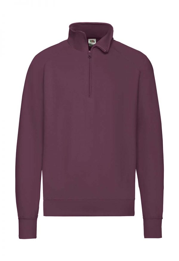 Lightweight Zip Neck Sweat Kleur Burgundy