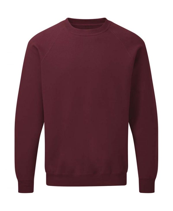 Mens Raglan Sweat Kleur Burgundy