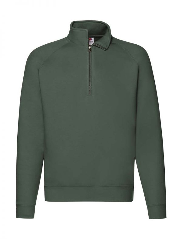 Zip Neck Sweatshirt Kleur Bottle Green