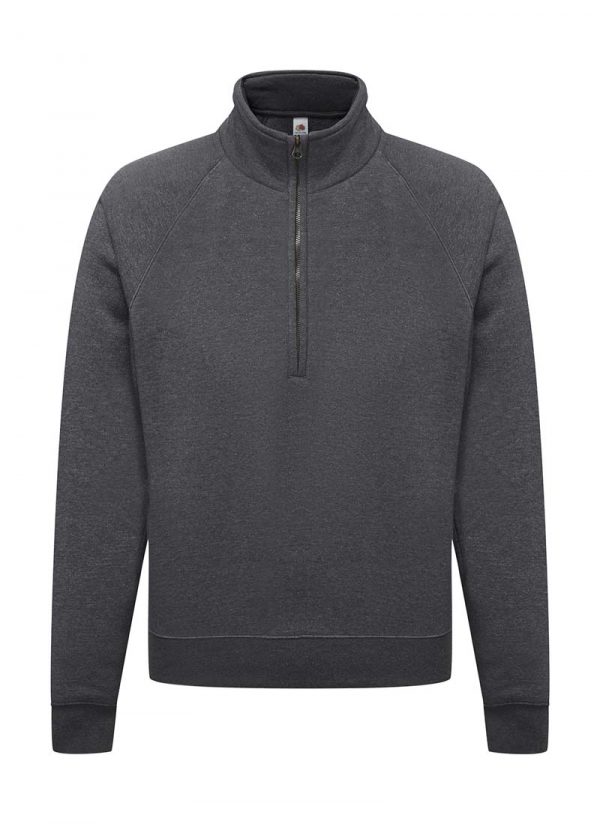 Zip Neck Sweatshirt Kleur Dark Heather Grey