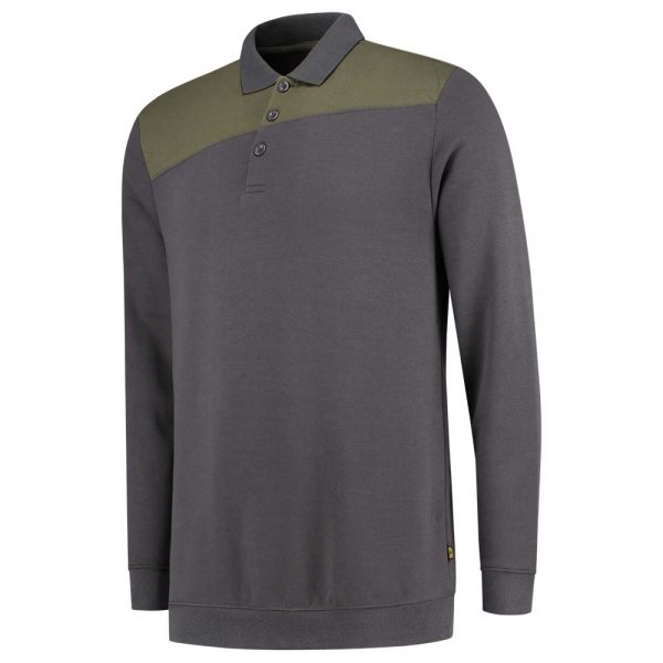 302004 POLOSWEATER BICOLOR NADEN Kleur Donkergrijs Army