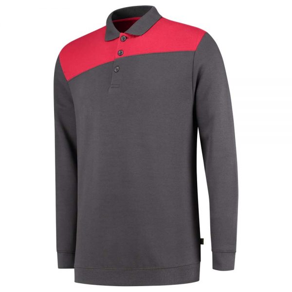 302004 POLOSWEATER BICOLOR NADEN Kleur Donkergrijs Rood