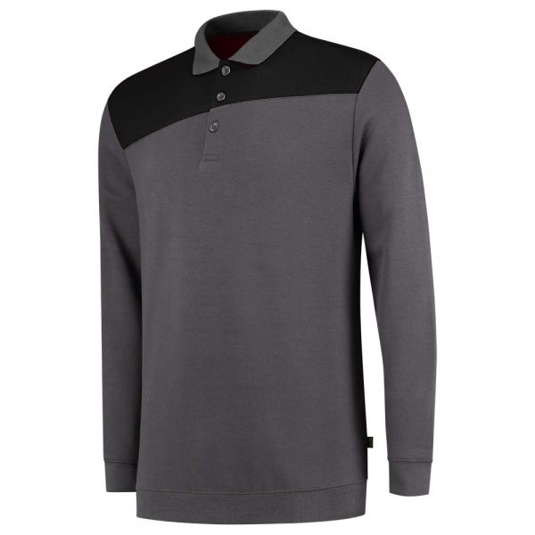 302004 POLOSWEATER BICOLOR NADEN Kleur Donkergrijs Zwart