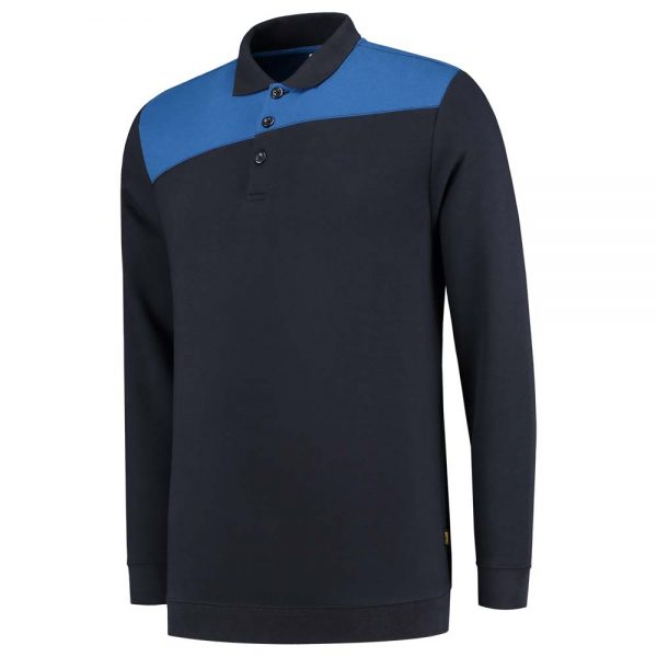 302004 POLOSWEATER BICOLOR NADEN Kleur Navy Royalblue