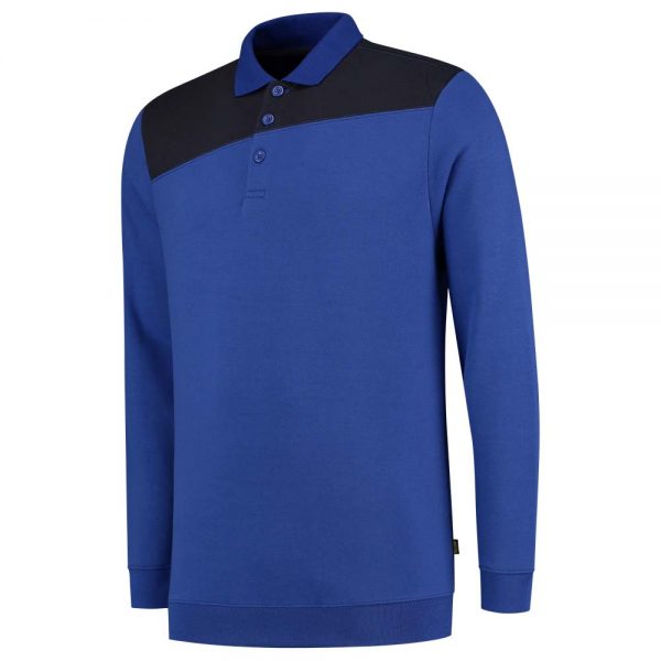 302004 POLOSWEATER BICOLOR NADEN Kleur Royalblue Navy