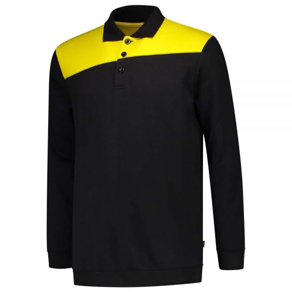 302004 POLOSWEATER BICOLOR NADEN Kleur Zwart Geel