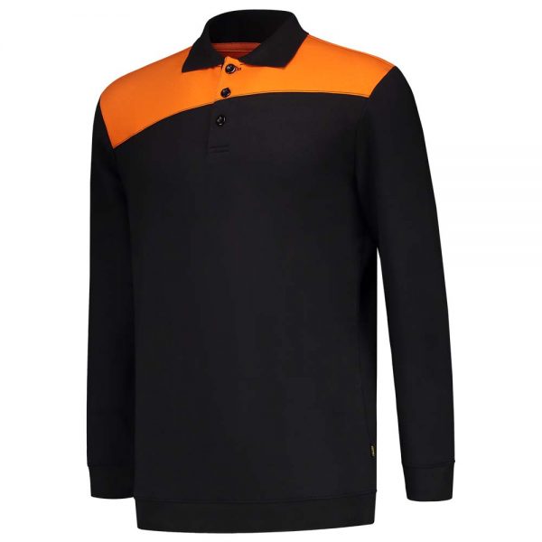 302004 POLOSWEATER BICOLOR NADEN Kleur Zwart Oranje