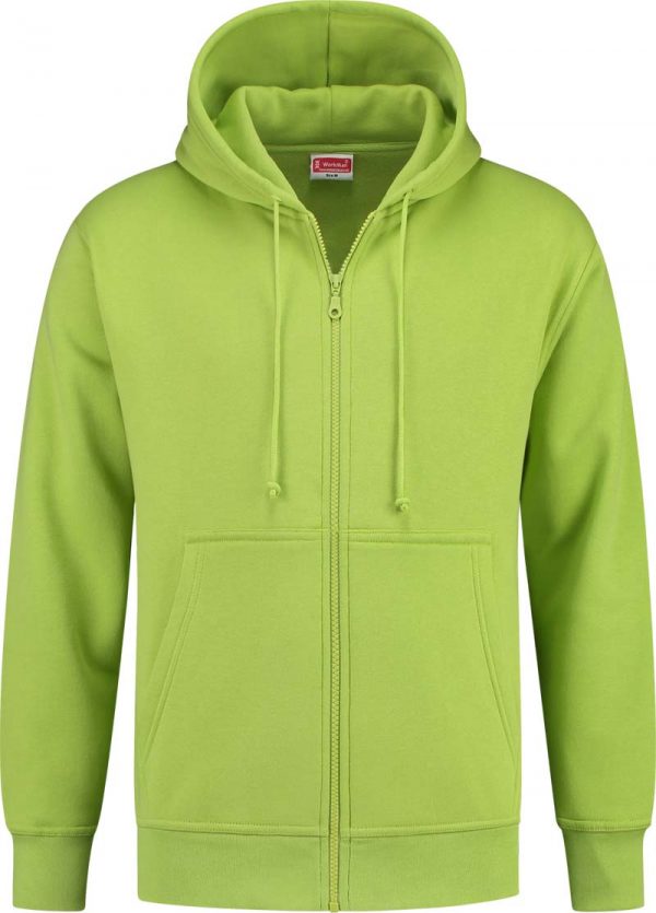 8419 H Front WorkMan Professional Workwear Uni Hooded Sweatvest LIME GREEN