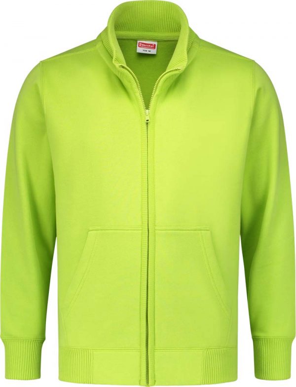 8519 H Front WorkMan Professional Workwear Uni Collared Sweatvest LIME GREEN