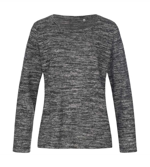 Knit Long Sleeve Women Kleur Dark Grey Melange