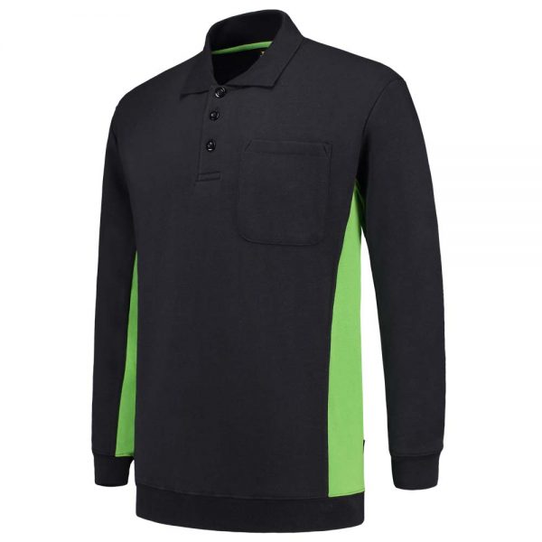 POLOSWEATER BICOLOR BORSTZAK TS2000 Kleur Navy Lime