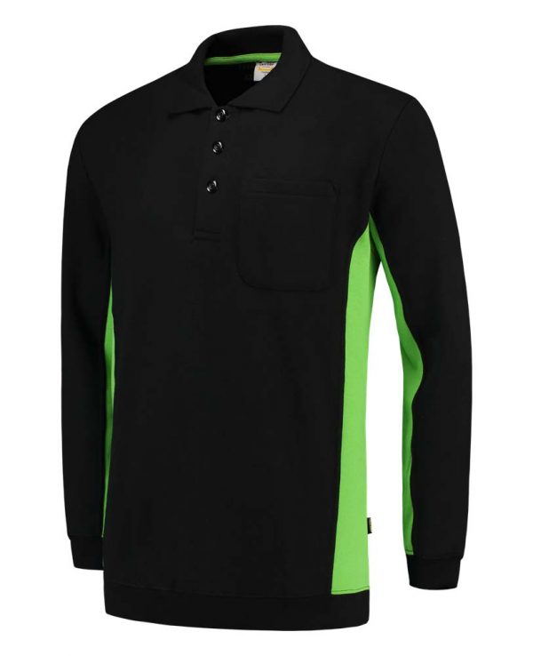 POLOSWEATER BICOLOR BORSTZAK TS2000 Kleur Zwart Lime