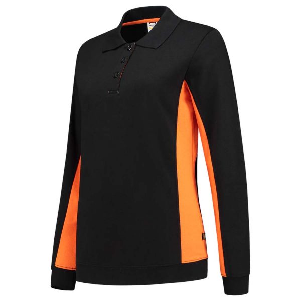 POLOSWEATER BICOLOR DAMES Kleur Zwart Oranje