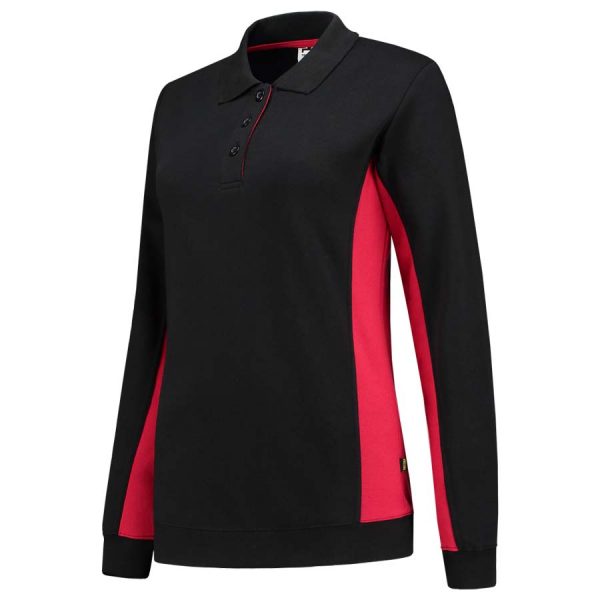 POLOSWEATER BICOLOR DAMES Kleur Zwart Rood