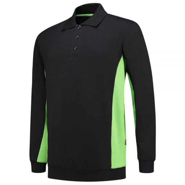 POLOSWEATER BICOLOR Kleur Zwart Lime 1