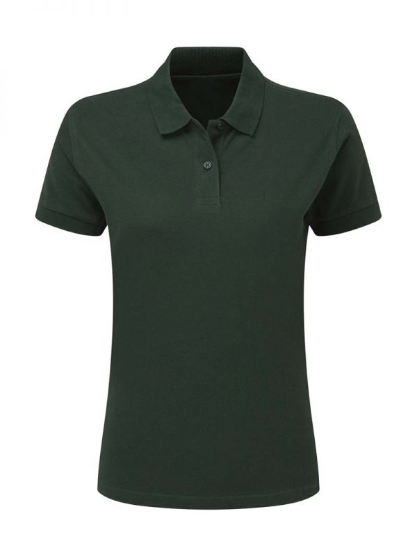 Ladies Cotton Polo Kleur Bottle Green