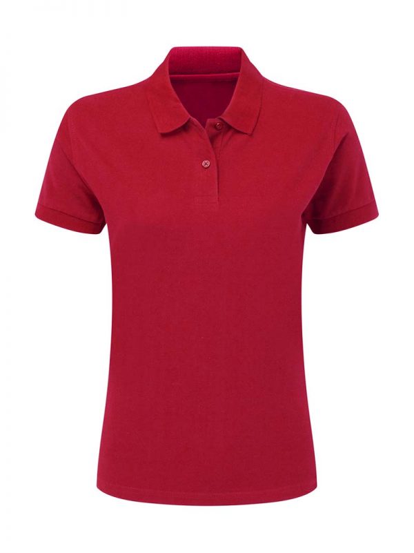 Ladies Cotton Polo Kleur Red