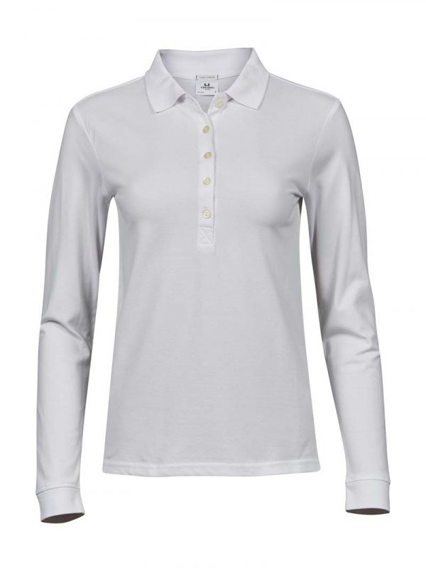 Ladies Luxury LS Stretch Polo Kleur White