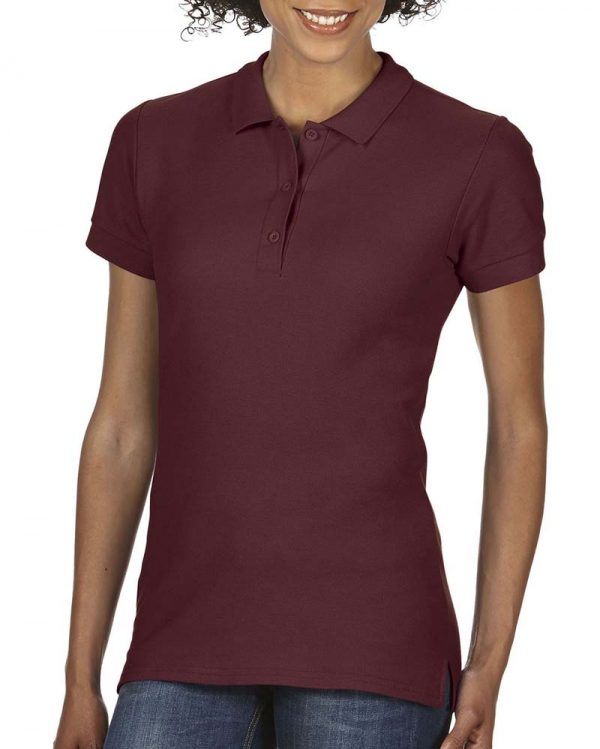 Premium Cotton Ladies Double Piqué Polo Kleur Maroon