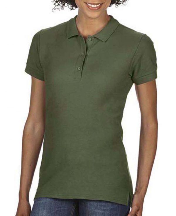 Premium Cotton Ladies Double Piqué Polo Kleur Military Green