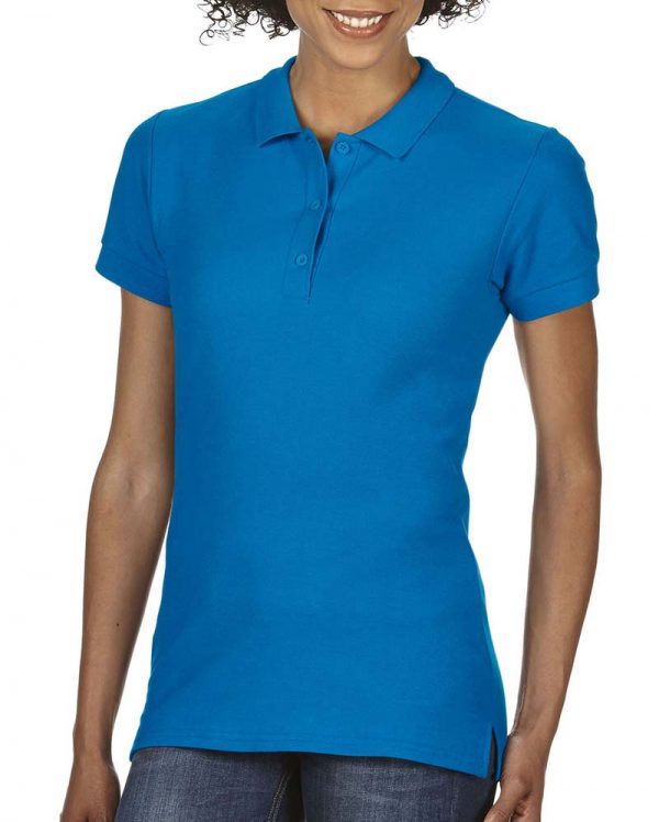 Premium Cotton Ladies Double Piqué Polo Kleur Sapphire