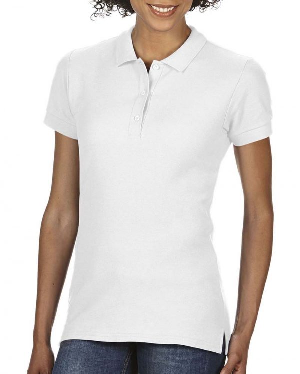 Premium Cotton Ladies Double Piqué Polo Kleur White