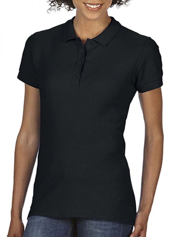 Softstyle Ladies Double Pique Polo Kleur Black