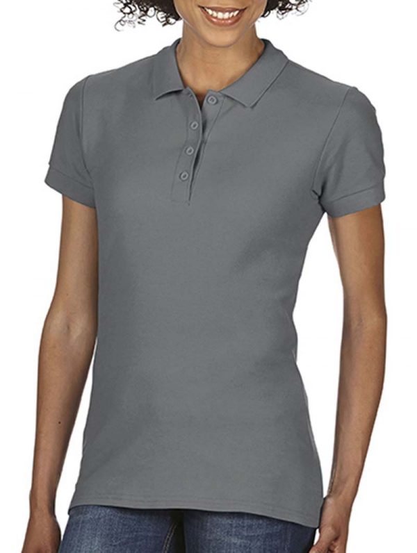 Softstyle Ladies Double Pique Polo Kleur Charcoal