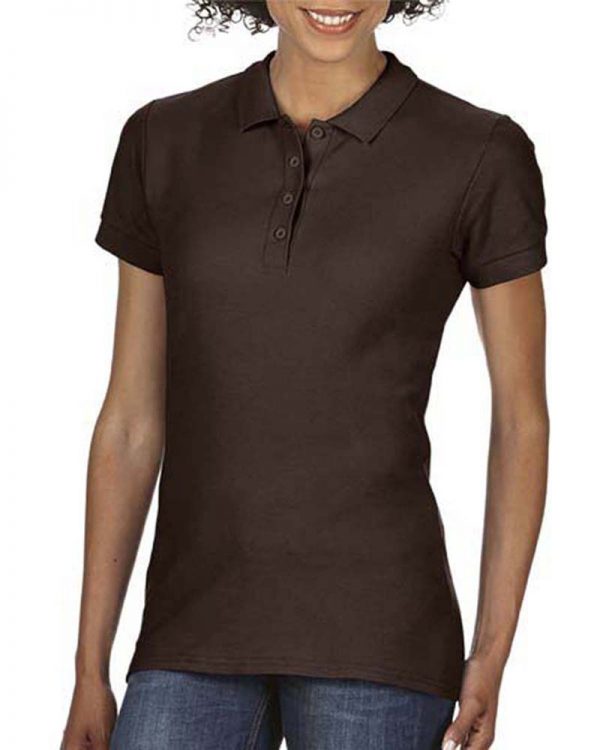 Softstyle Ladies Double Pique Polo Kleur Dark Chocolate