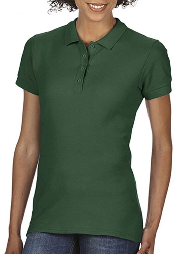 Softstyle Ladies Double Pique Polo Kleur Forest Green