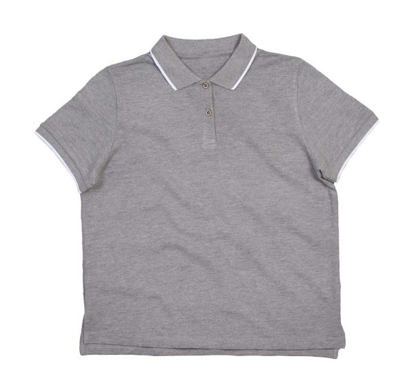 The Women’s Tipped Polo Kleur Heather Grey Melange White