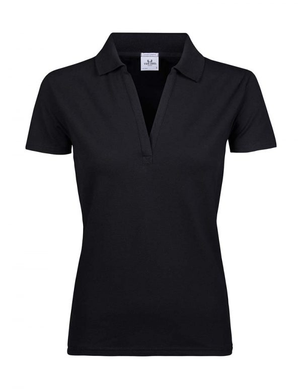 Womens Luxury Stretch V Polo Kleur Black