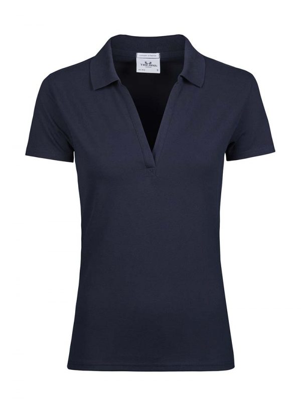 Womens Luxury Stretch V Polo Kleur Navy