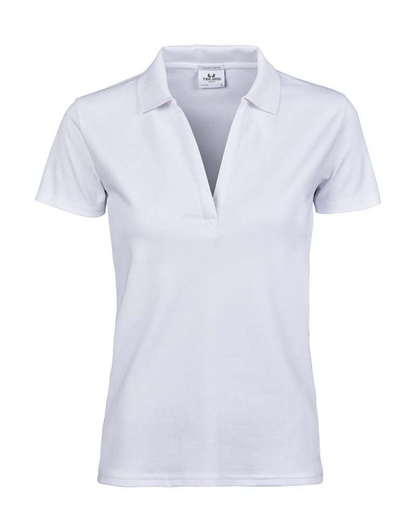 Womens Luxury Stretch V Polo Kleur White