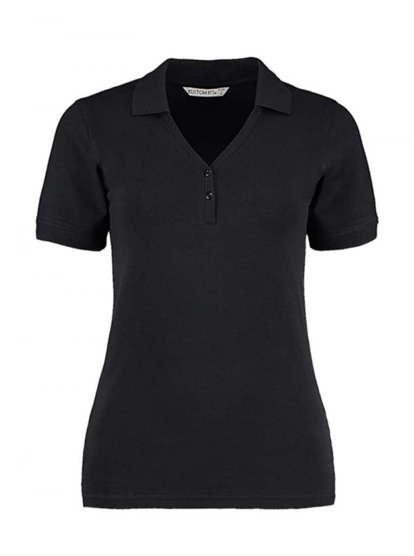 Womens Regular Fit Comfortec V Neck Polo Kleur Black