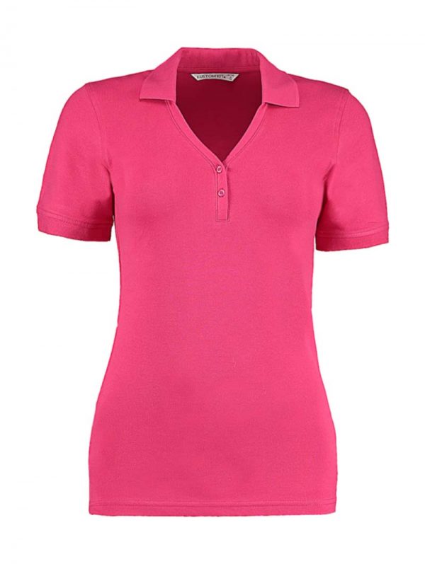 Womens Regular Fit Comfortec V Neck Polo Kleur Raspberry