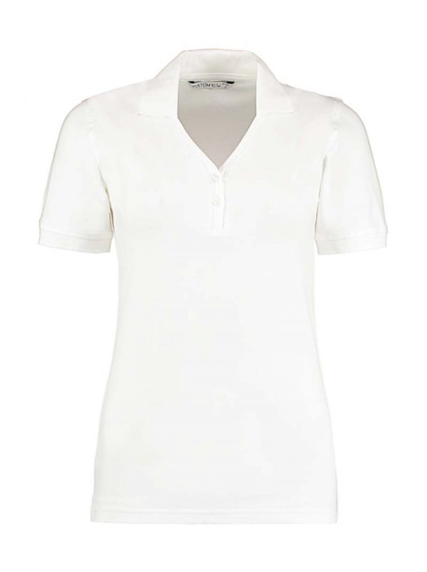 Womens Regular Fit Comfortec V Neck Polo Kleur White