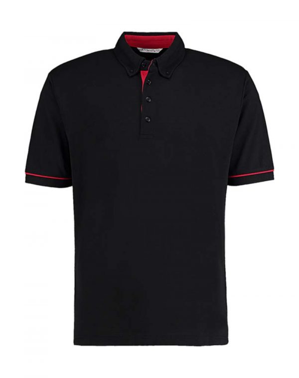 Classic Fit Button Down Contrast Polo Shirt Kleur Black Red