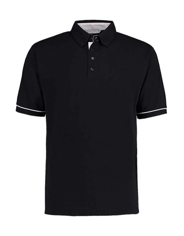 Classic Fit Button Down Contrast Polo Shirt Kleur Black White