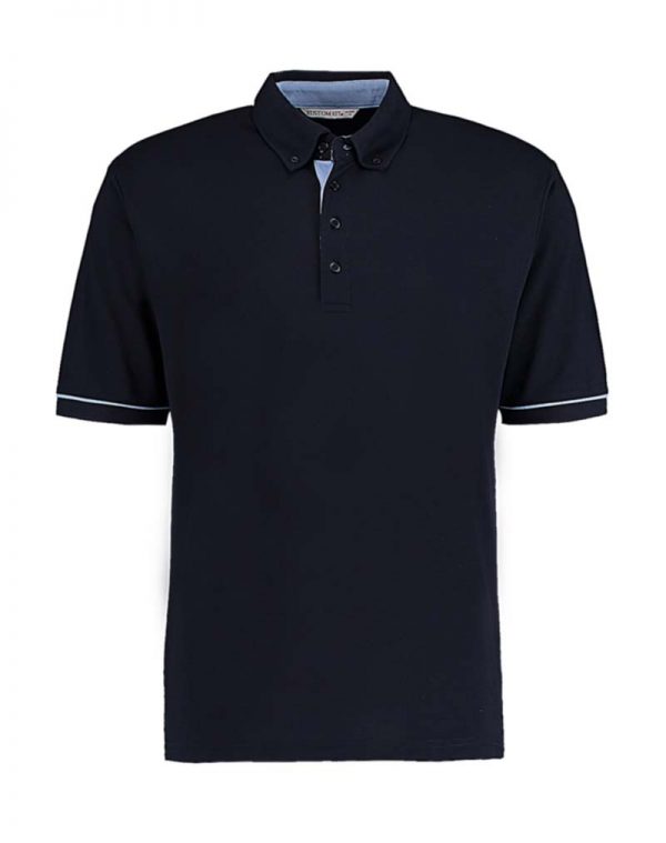 Classic Fit Button Down Contrast Polo Shirt Kleur Navy Light Blue