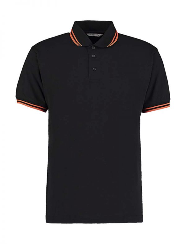 Classic Fit Tipped Collar Polo Kleur Black Orange