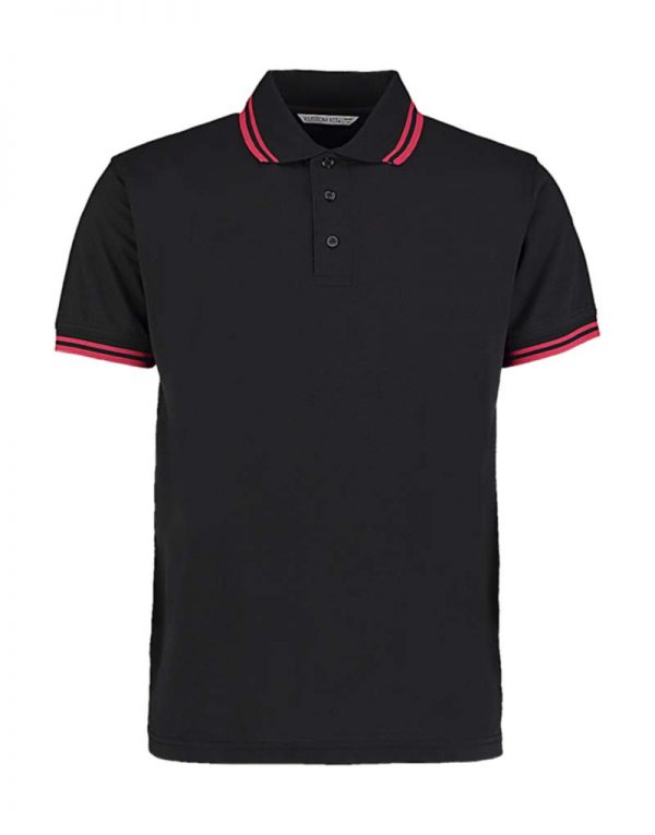 Classic Fit Tipped Collar Polo Kleur Black Red