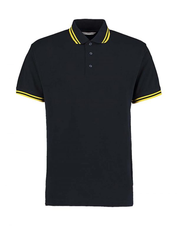 Classic Fit Tipped Collar Polo Kleur Navy Sun Yellow