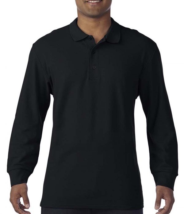 Premium Cotton Adult Double Piqué Polo LS Kleur Black