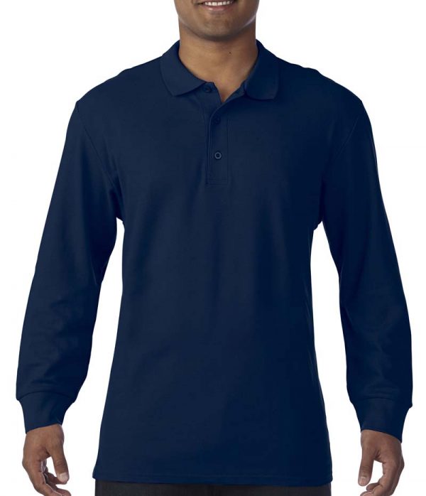 Premium Cotton Adult Double Piqué Polo LS Kleur Navy