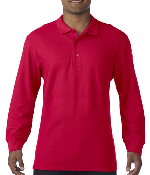 Premium Cotton Adult Double Piqué Polo LS Kleur Red